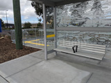 Handrail system fitted at a bus stop for pedestrians using Interclamp handrails and fittings