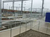 steel tube handrails fitted at a railway